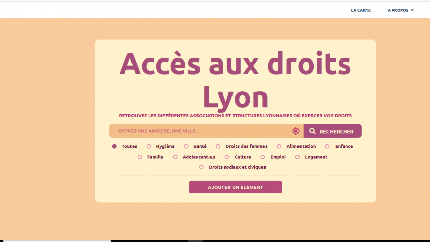 Interface de la carte "où trouve mes droits"