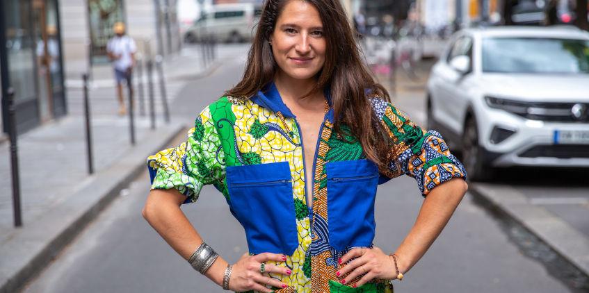 Combinaison femme upcyclée par l'atelier d'insertion couture de la Cité de Refuge